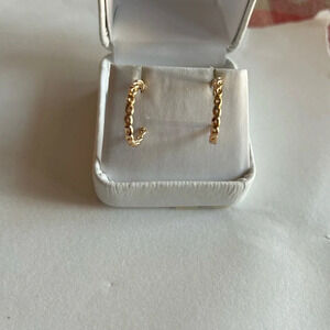 3/$20 Gold Plated Twisted Braided Thin Circular Hoop Earrings 1” Stud